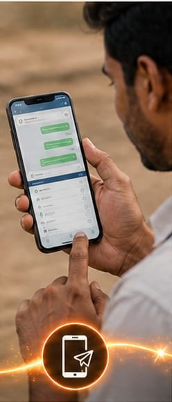 A field executive sending campaign updates from a messaging app